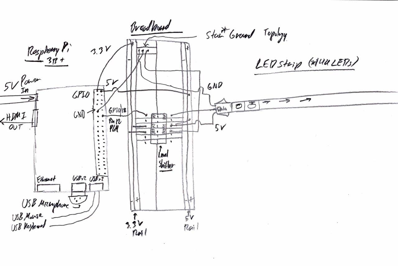 Hand-drawn wiring schematic