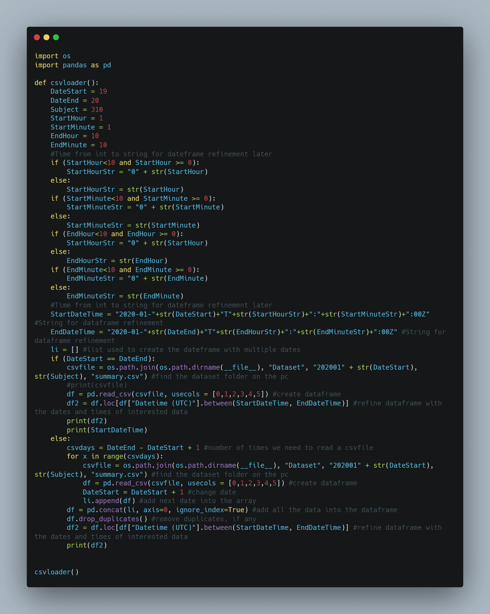 CSV data loader